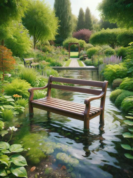 ais-fld bench in a quiet garden <lora:Flooded_SDXL:1>