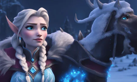 Elsa from frozen World of Warcraft cinematic style <lora:SDXL-World-of-Warcraft-cinematic-style-Lora-r32:0.8>