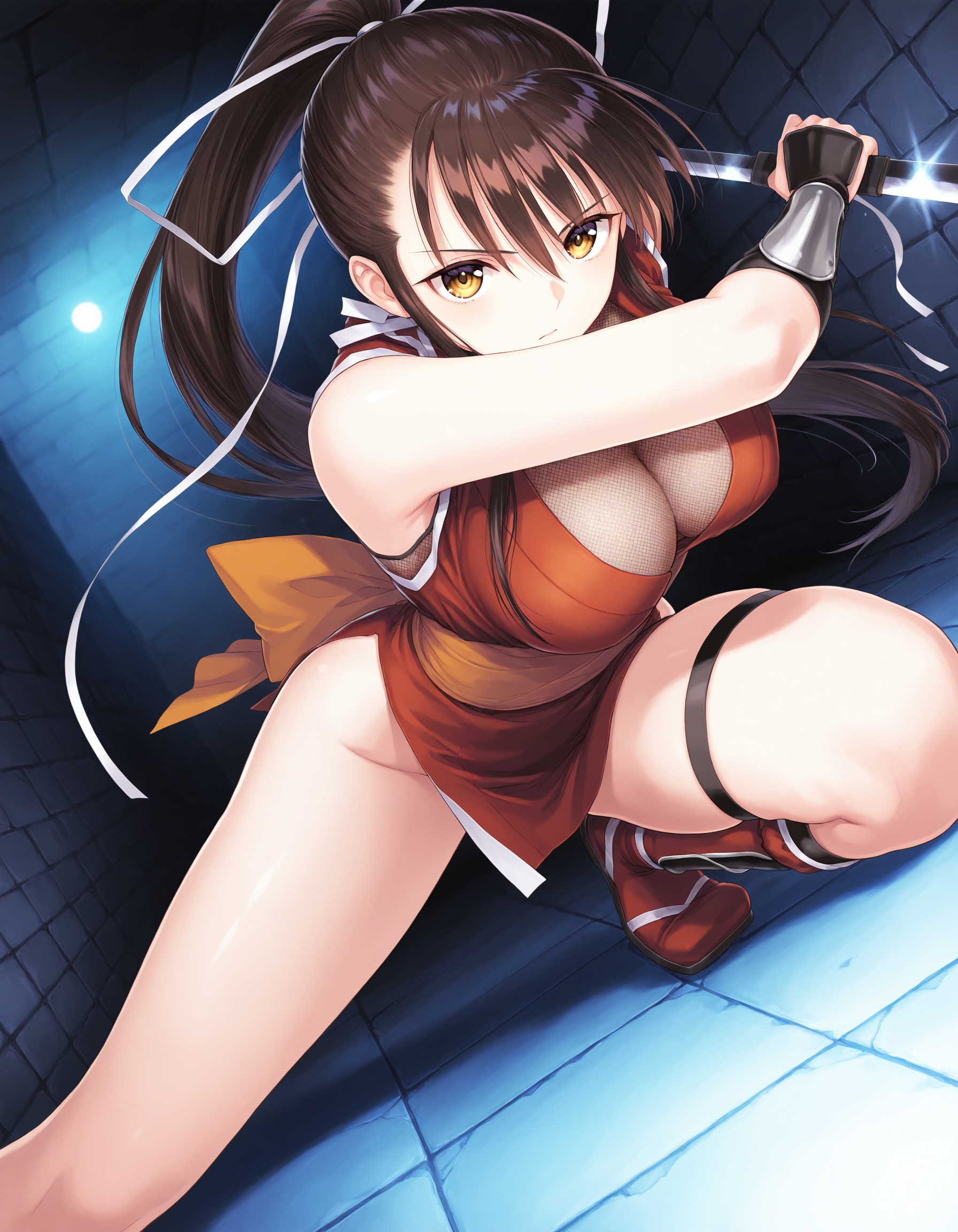 score_9, score_8_up, score_7_up, game cg, solo, 1girl, one girl,
 <lora:mitama_ran:0.8>,ninja, 
sensitive, 
dynamic angle, dynamic pose,
(masterpiece:1.3), best quality, high resolution, unity 8k wallpaper, extremely detailed CG, 8K,