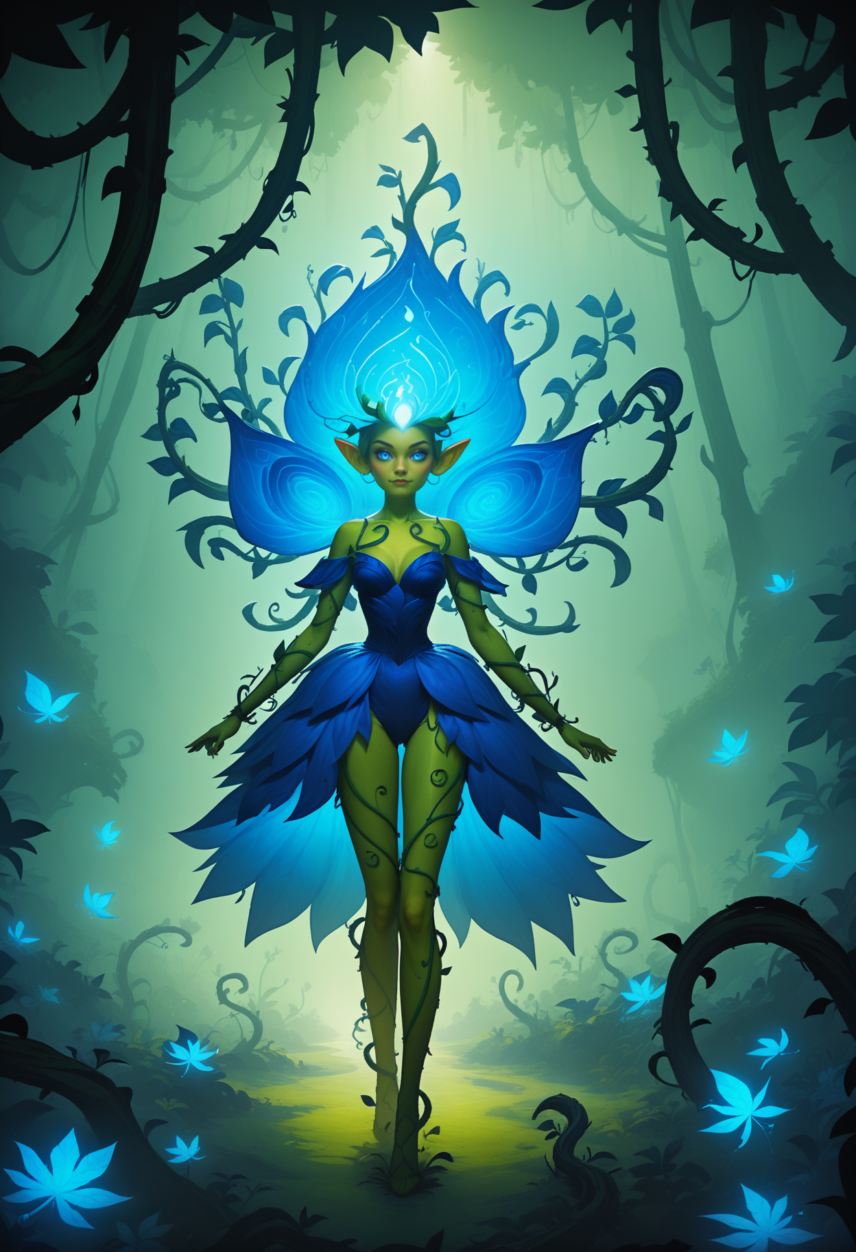 score_9_up, score_8_up, score_7_up, incanviv, concept art, vivid, ((dress made of vines and leaves)), wood-nymph, spirit of the forest, 1girl, enchanted forest, <lora:IncanVivv1:0.8>