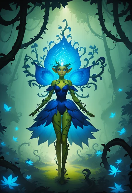 score_9_up, score_8_up, score_7_up, incanviv, concept art, vivid, ((dress made of vines and leaves)), wood-nymph, spirit of the forest, 1girl, enchanted forest, <lora:IncanVivv1:0.8>