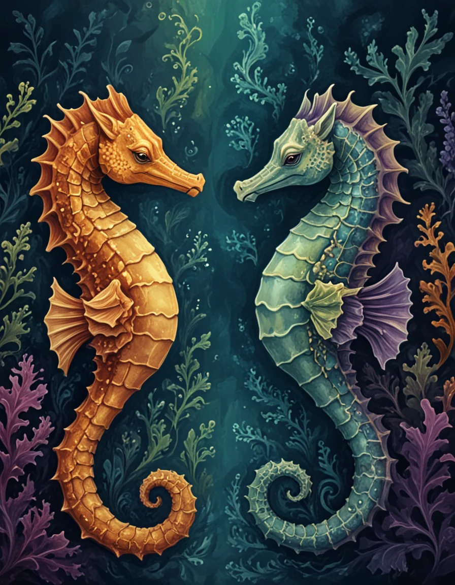 novuschroma69 dual dichotomy seahorses <lora:novuschroma69 dual:1.2> <lora:sdxl_lightning_8step_lora:1>