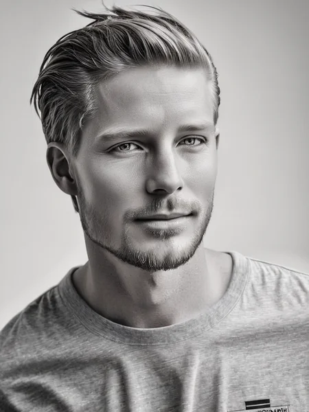 <lora:é²å䏿´¾@é»ç½æå½±SDXL:1>Black and white photographyï¼Gen X males, whites, Americans, direct looking. Casual, wear a simple T-shirt and jeans. Happy and carefree. At home, in a well-lit living room. Use of hair masks, ((Master work: 1.5), National Geographic Photos, Award Winning Photos, Realism, Excellent Work, Highest Quality, Rich Detail, Panorama, Clarity, High Contrast. (Film Grain: 1.4), Film Lighting, Face Close-up, Clear Pores, Monochrome Background (Realistic: 1.2), Best Quality, Masterpiece, Ultra High Resolution. ï¼