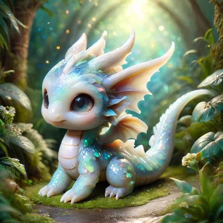 ral-smoldragons, cute, small dragon, wings, nature in background, intricate details, butterflies, whimsical, fantasy, mysterious, colorful, glowing <lora:ral-smoldragons-sdxl:1>  <lora:ral-opal:0.8> ral-opal