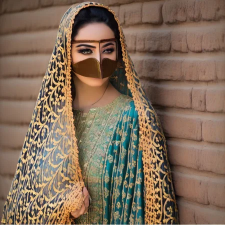 arabic_female_1, a arabic women with burga over her face looking very beautiful