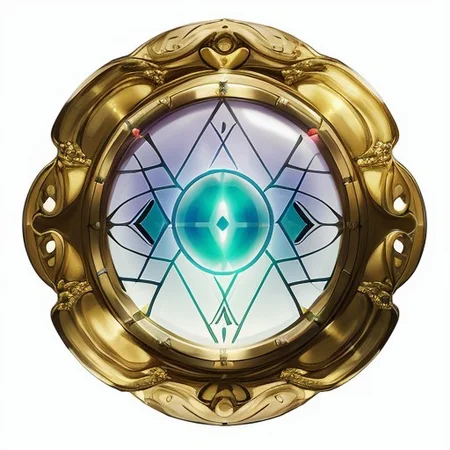 iridescent tinted glass, monocle, brass frame,MagicItem_v1