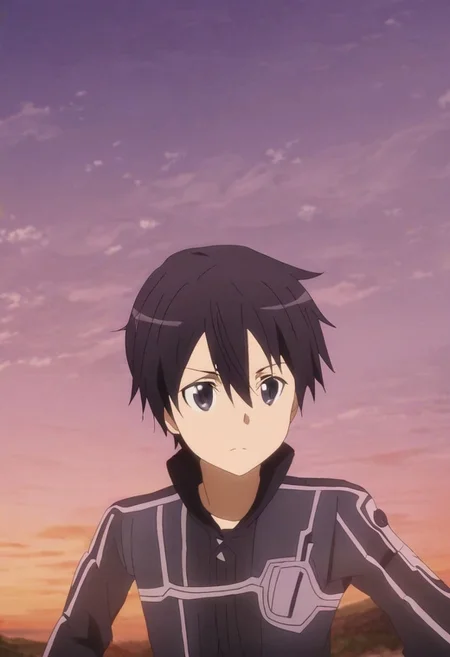 high resolution, solo, best quality, 1Boy, Kazuto Kirigaya, Black Hair, Black Eyes, free fall, sky , OverallDetail