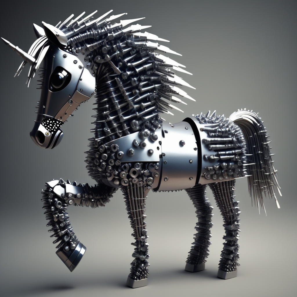 embedding:lazyup, 1boy, medieval knight in armor made of threaded rods, lance shaped like a hex key, riding a horse with horseshoes replaced by wingnuts, jousting arena surrounded by castle walls of stacked washers, fastenerswm <lora:FastenersWMv0.4:1.2000000000000002> <lora:TrendCraft_The_Peoples_Style_Detailer-v2.0A-3_13_2025-PonyXL:0.4000000000000001>