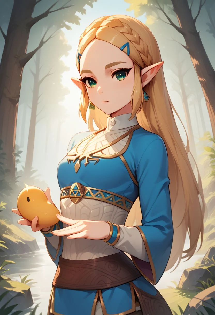 score_9, score_8_up, score_7_up, score_6_up, score_5_up, score_4_up, (forest setting)
1girl, (zelda), blonde hair, green eyes, petite, Perfect Hands, perfect eyes,