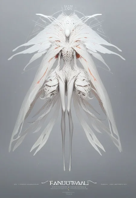 score_9, score_8_up, source_anime, anthropomorphic, unusual creature, creature, concept art, creature, beautiful alien, anthropomorphic, concept art, creature, alien, anthropomorphic, completely white, thin legs,(((completely white body)))), wings