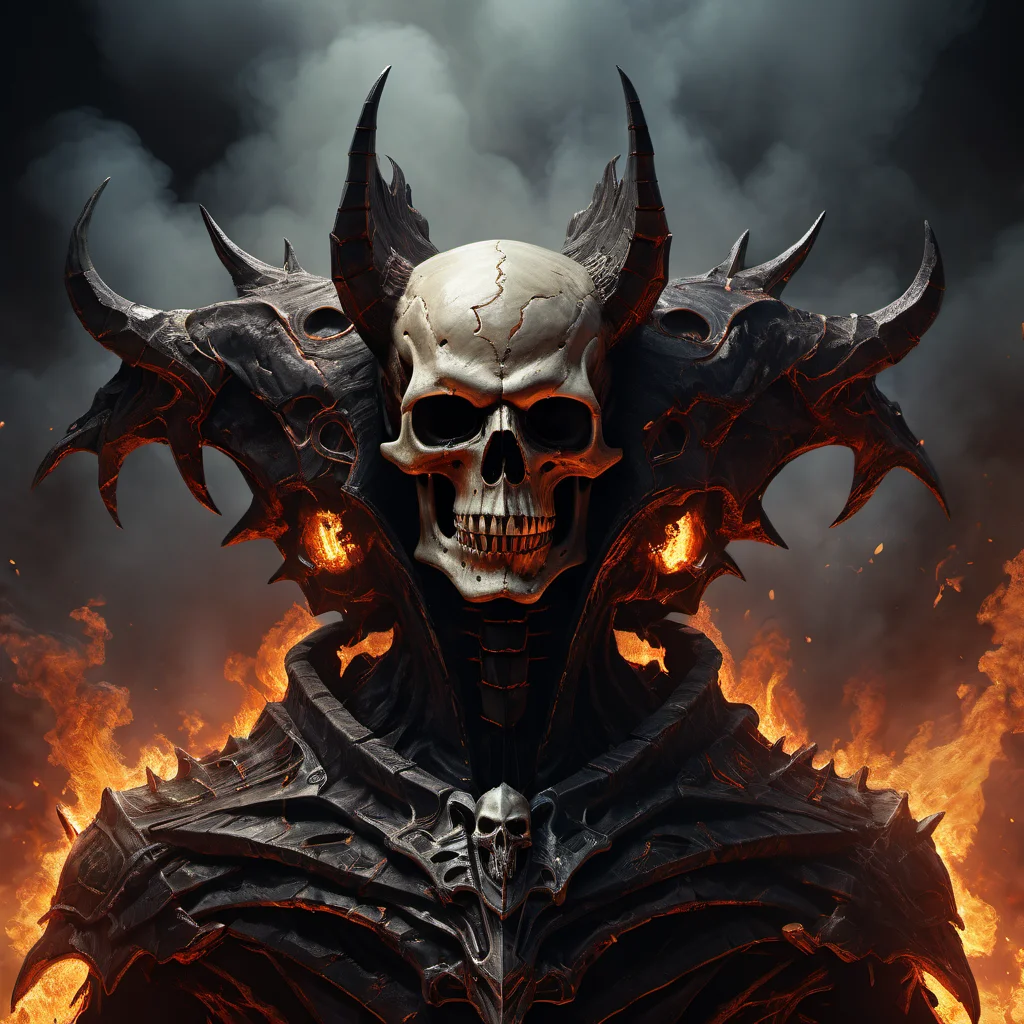((best quality)), ((masterpiece)), ((realistic,digital art)), (hyper detailed),DonMH311XL, monster,skull,demon,fire, Collar,,Sheer Panels, Tie Closure,,Front Pockets, , octane rendering, raytracing, volumetric lighting, Backlit,Rim Lighting, 8K, HDR, <lora:HellAI_XL-000011:0.8>
