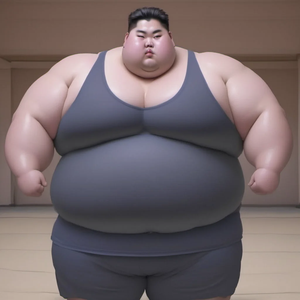 <lora:runga_8.1:0.75>thick arms, fat japanese young man, obese, superchub, male focus, fattest, fat,(navy cotton thin tank top:3.0),in city,