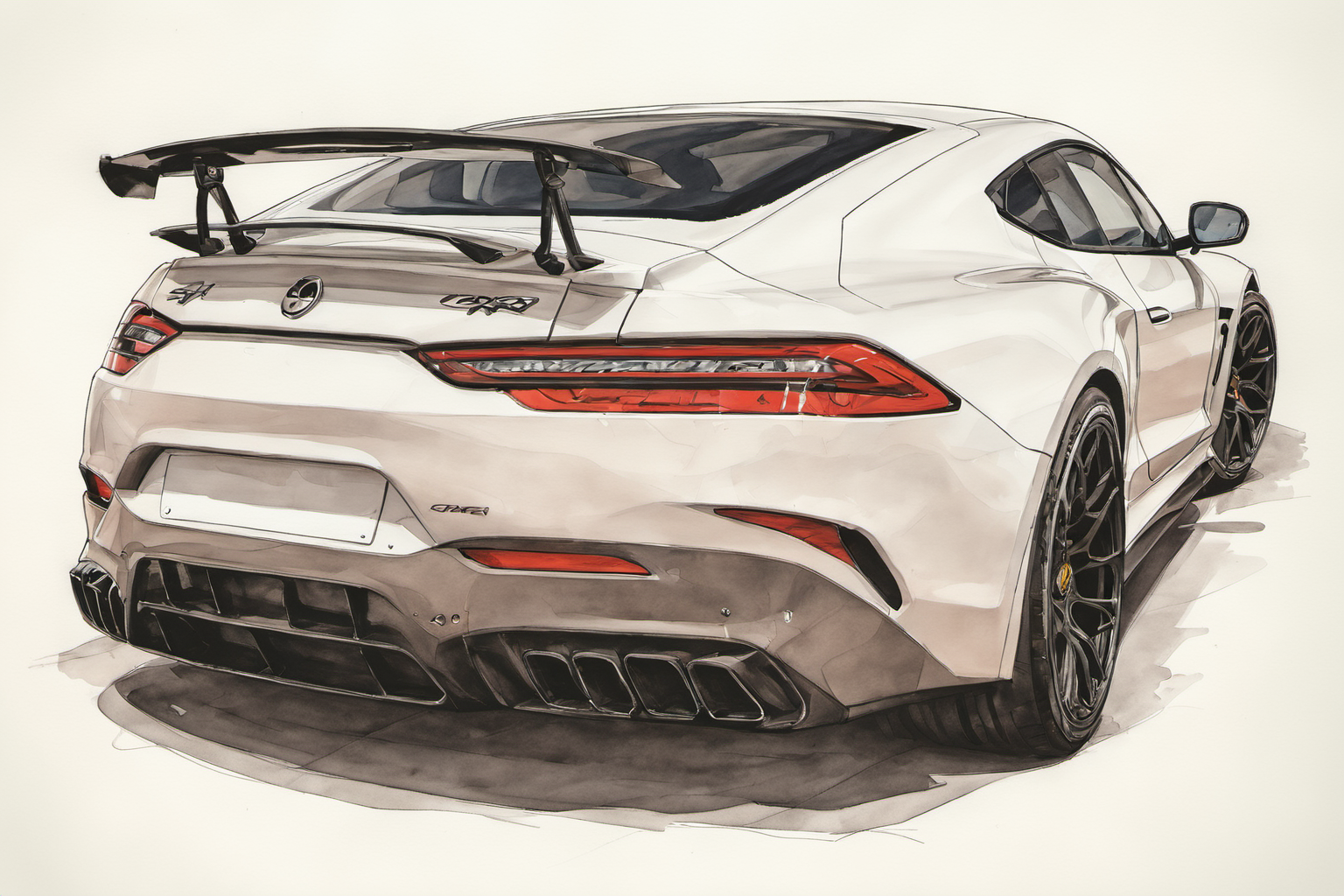 marker rendering of a car, concept art, sporty, fast, sleek, sexy, aggressive, high performance, colorful, marker, crisp lines, sketch, illustration, illustrative, marker drawing, expressive strokes, graphic, sharp, crisp, in-focus, uncropped, high-quality  <lora:MercedesAGTGTCoupe:1.2>