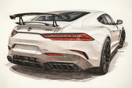marker rendering of a car, concept art, sporty, fast, sleek, sexy, aggressive, high performance, colorful, marker, crisp lines, sketch, illustration, illustrative, marker drawing, expressive strokes, graphic, sharp, crisp, in-focus, uncropped, high-quality <lora:MercedesAGTGTCoupe:1.2>