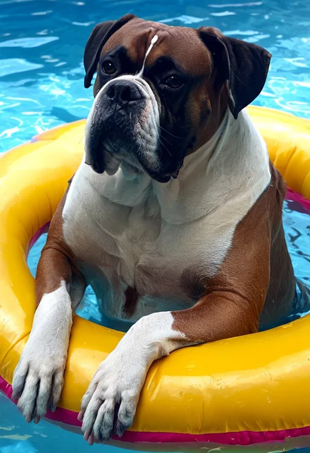 score_9, score_8_up, score_7_up, score_6_up, score_5_up, score_4_up, source_real, source_photo, 1dog, mack, dog, swimming, floaties on arms, pool noodle, swimming goggles, <lora:guard_dogs_pxl:1>, hyperdetailed, sharp details, highly detailed, high quality, (highly detailed fur, groomed fur), masterpiece