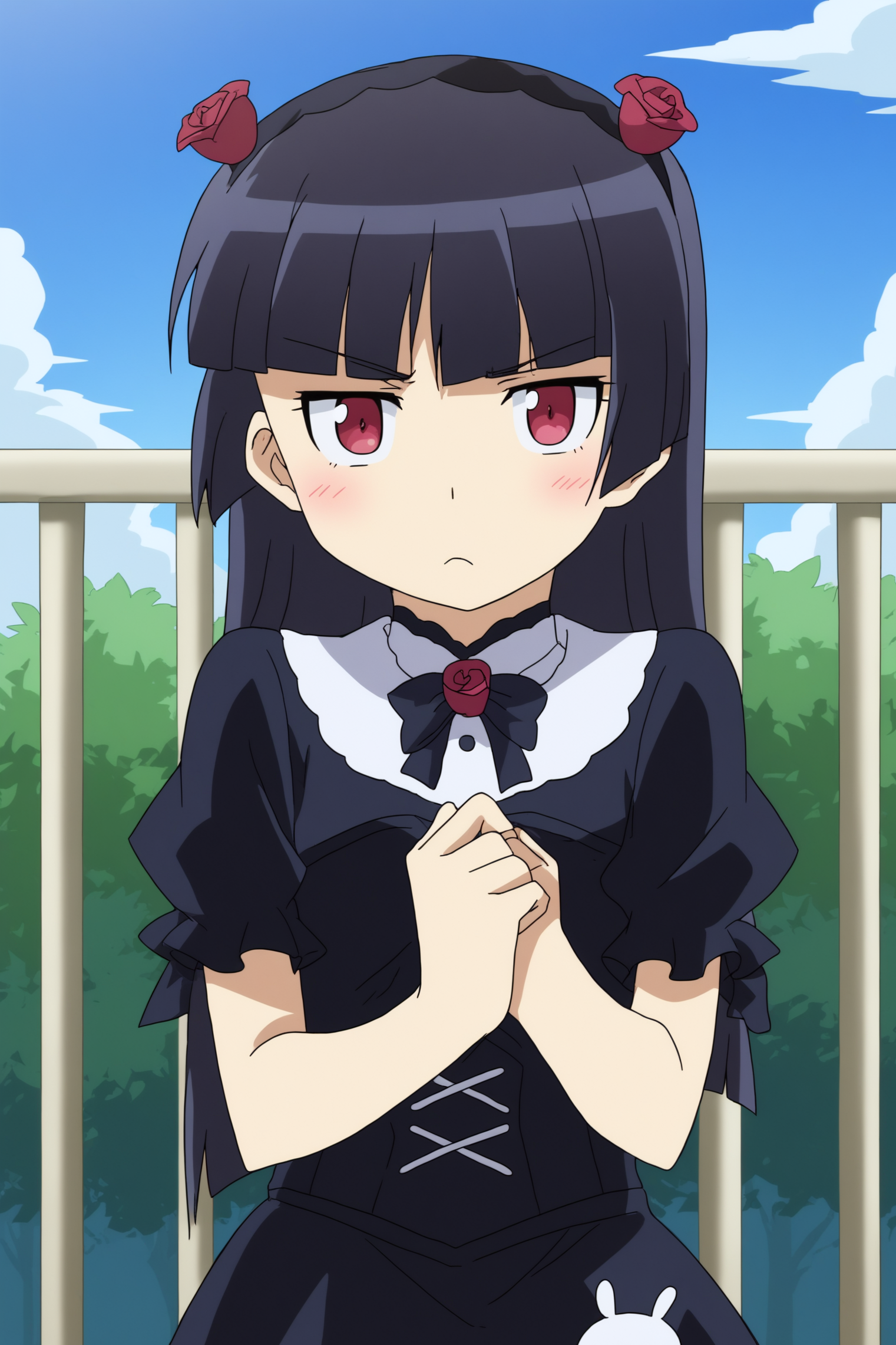 solo, anime coloring, kuroneko, gothic dress <lora:Oreimo-Gokou_Ruri-PDXL adafactor:0.8>