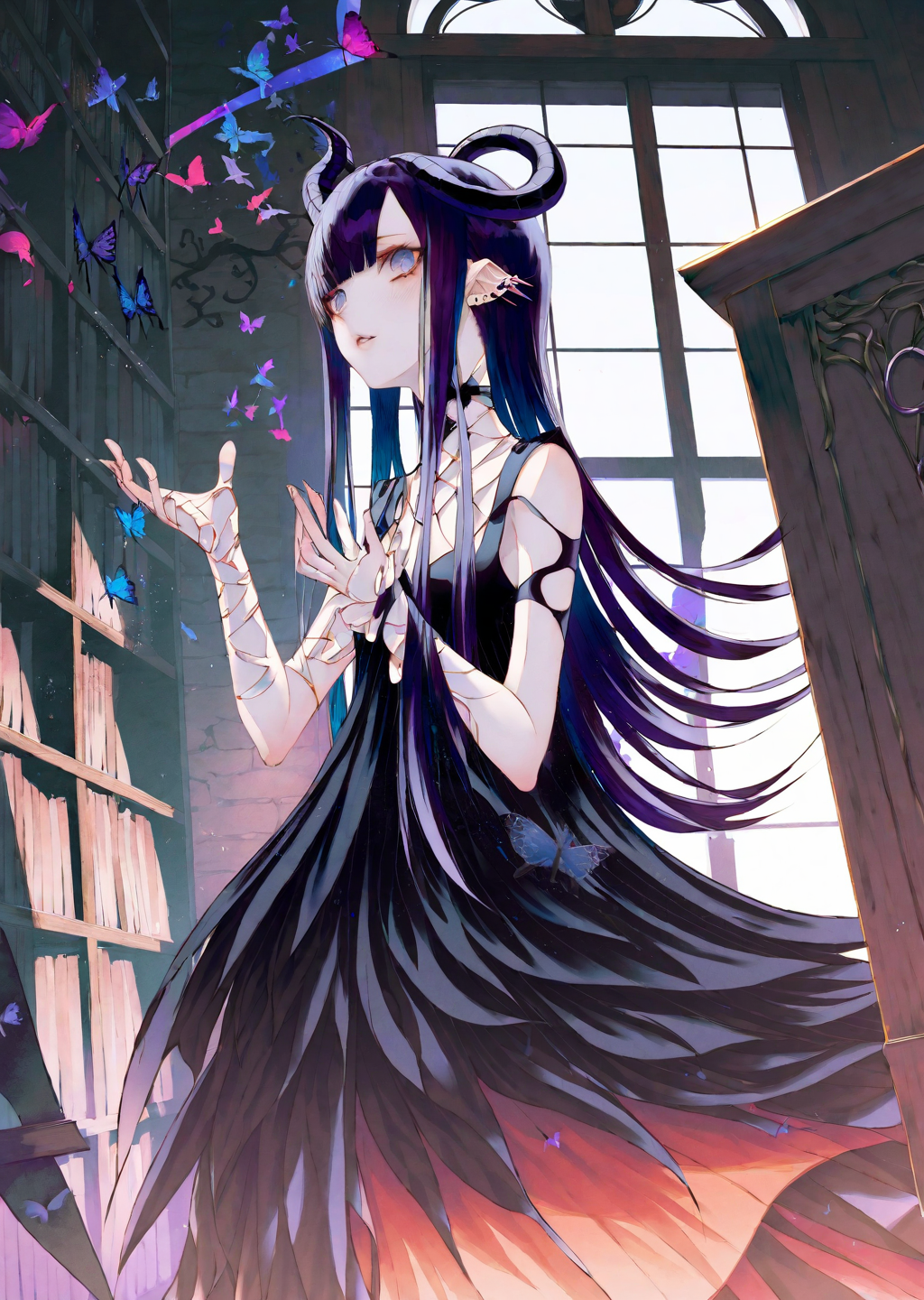 by wanke ,by demizu posuka by poire
1girl explores a dimly lit attic filled with old books, casting eerie shadows on the walls. close up qurare magic library, 
extremely beautiful detailed piercing eyes,
 masterpiece, best quality, high quality, highres, absurdres, very detailed, high resolution, sharp, sharp image, 8k, vivid, colorful, stunning, anime
