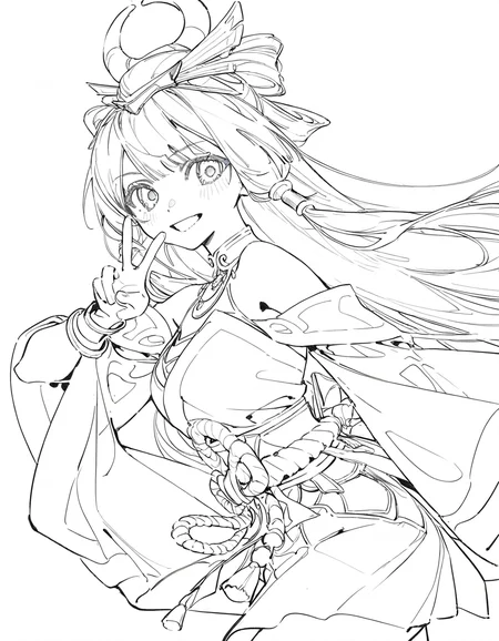 feiyuexing,1girl,solo,looking at viewer,simple background,white background,cowboy shot,<lora:feiyuexing-000012:1.1>,v,smile,, masterpiece, best quality, very aesthetic, absurdres,newest, incredibly absurdres,, artist:yoneyama mai, (artist:wanke:1.1), artist:mocha, (cotton:1.1), artist:date, (senpen:1.1), artist:ciloranko, artist:noyu, noyu23386566, (artist:sho:0.8264462809917354), (sho lwlw:0.9090909090909091), year 2023, (solo:1.3310000000000004), lineart, monochrome
