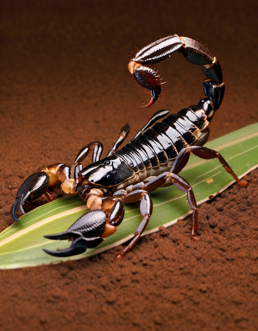 (Realistic:1.5) EdobScorpion, sword, brown theme, animal focus, brown hair, brown theme, simple background, what, armor, black hair, flower field, from above, <lora:EdobScorpionPhotoReal_XL_v1.0:0.8>
