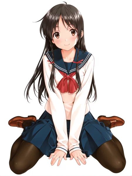 masterpiece,best quality,amazing quality,
1girl,solo,
<lora:sugihara_manami_ilxl_v1.0:1>,s_manami,black hair,long hair,hair ribbon,twin braids,brown eyes,
m_clothes,serafuku,long_sleeves,blue skirt,black_pantyhose,brown loafers,
<lora:Fixhands_anime_bdsqlsz_V1:1>,simple_background,white background,looking_at_viewer,full body,smile,wariza,