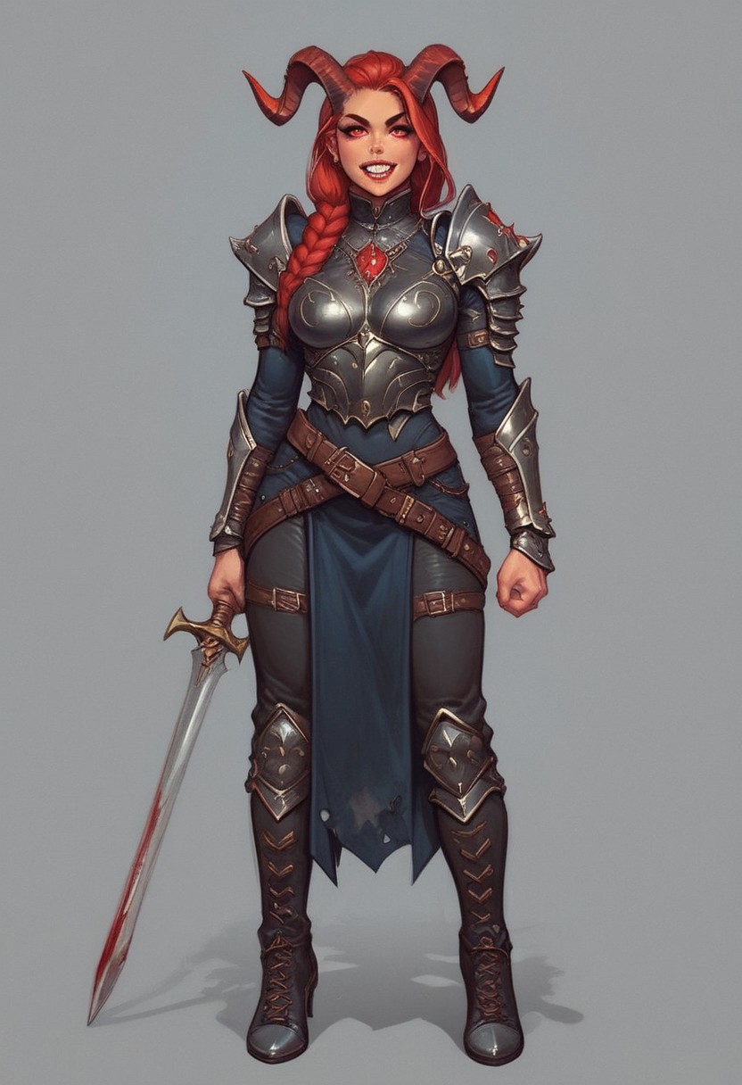 score_9, score_8, score_7_up,
stunning drawing of a dragon warrior, blood red eyes, large crooked horns, red and black armor, leathery wings, mouth full of sharp teeth
BREAK 
strange world background score_9, score_8_up, score_7_up, score_6_up, source_cartoon, rating_explicit, Expressiveh, (((((full body))))), dynamic pose