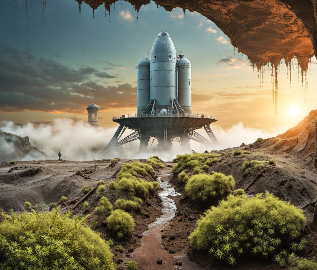 breathtaking scifi, (1 man portrait fullbody adventurous explorer,:1.3) looking at epic mars temple planetary fortress base, weary dusty blue spacesuit style overall, stains, hydraulic vault gates, huge rusty corroded eroded fuel pipes leaking murky slimy fluid, dusty cables, architecture overcome with plants , toxic water pond, overgrown moss, grit, old weary texture,cloudy sky, mist
<lora:Overgrown-SDXL-b:1> <lora:BarnumAtelier-SDXLa:1> <lora:Grit-SDXL:1> <lora:Cloudify-SDXL:0.15> dim light sunset, (in background spaceship landing:1.1) . award-winning, professional, highly detailed