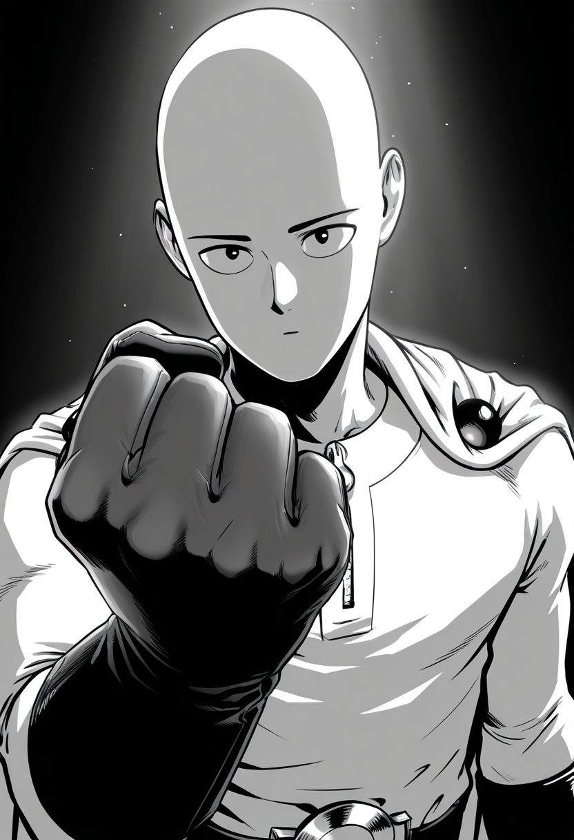 male, solo, alone, 1boy, monochrome, greyscale, male focus, (bald, bodysuit, gloves, belt, zipper, cape), (portrait, clenched hand, face focus), 
 

BREAK 

(solid white background, perfect hands, volumetric lighting, dappled light, light particles, cinematic lighting, , sa1tama, , DR, 8K, beautiful, high contrast, masterpiece, best quality, amazing quality, very aesthetic, absurdres, newest, depth of field, ray tracing, dynamic angle,