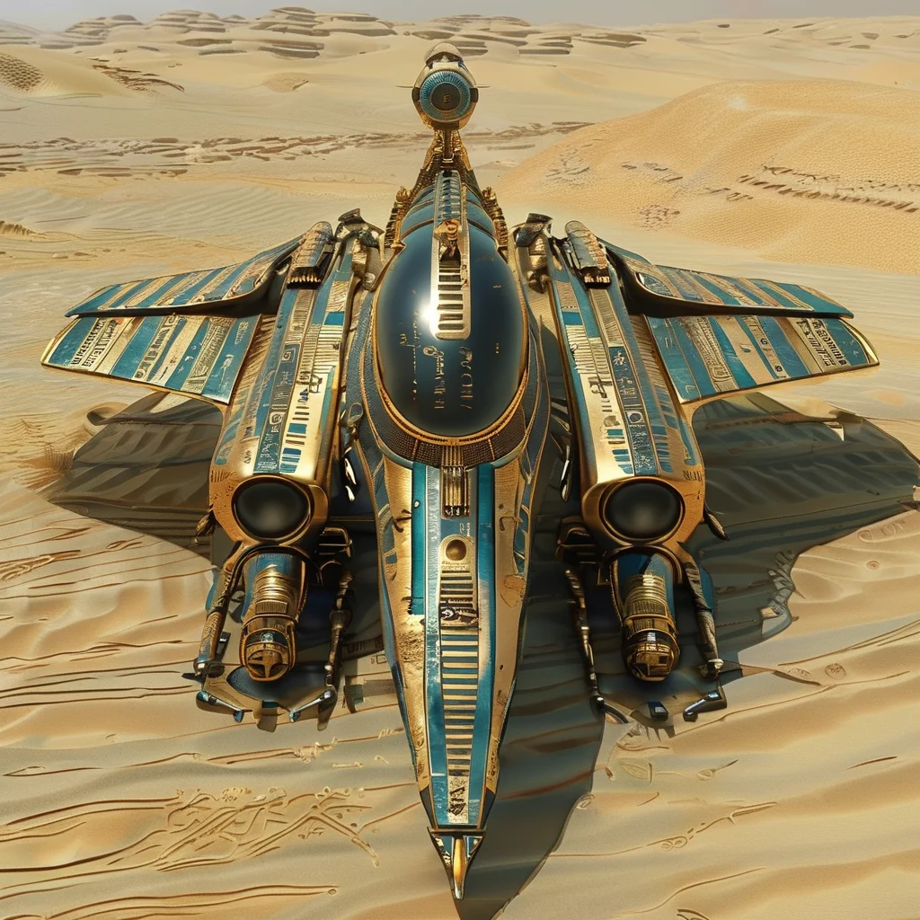 pharaotech powerful surreal war machines in the desert<lora:pharaotech:1>