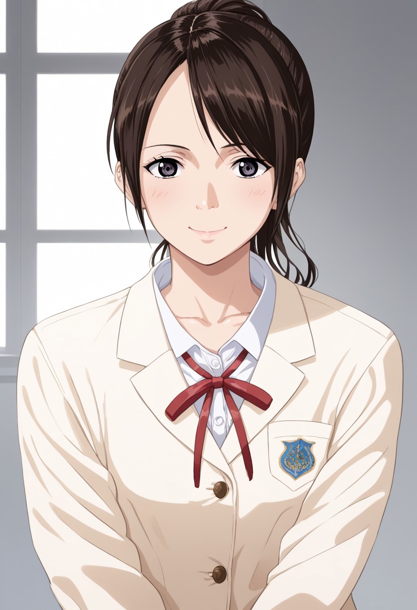score_9, score_8_up, score_7_up, source_anime,(extremely detailed CG), (best quality),{reina,
1girl,face,smile ,front view,school uniform}