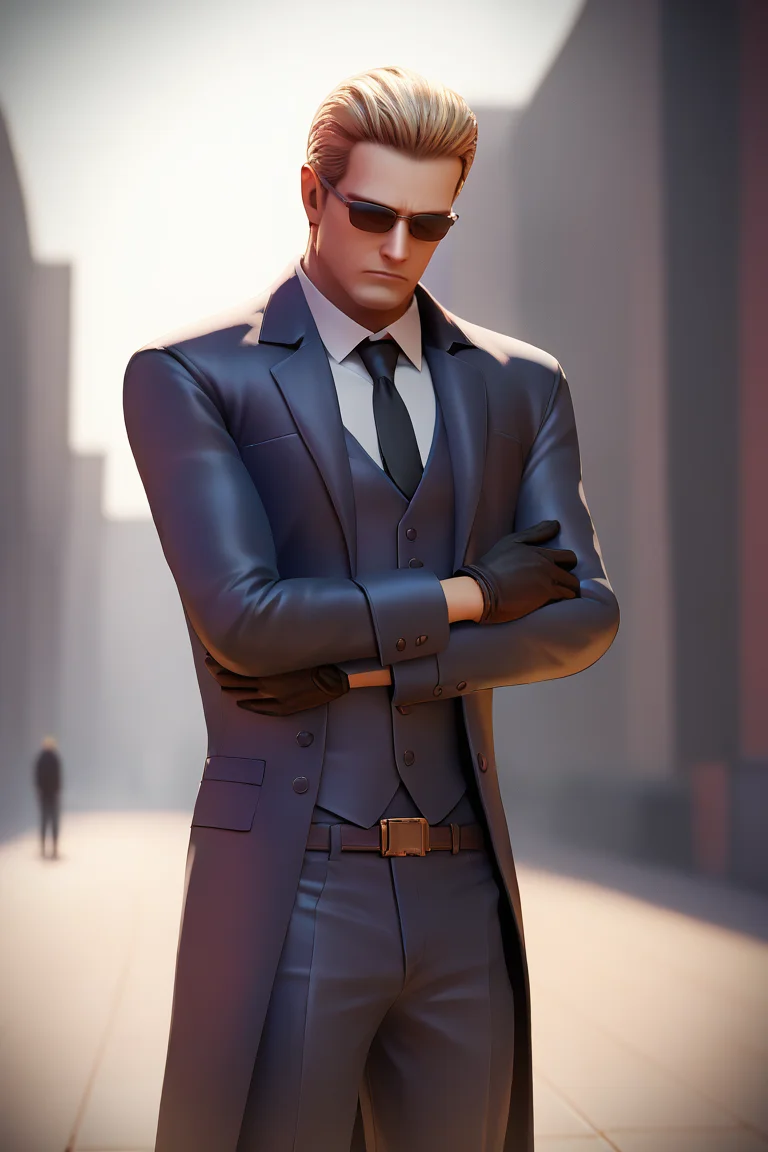 score_9, score_8_up, score_7_up, BREAK, <lora:albertwesker-guy-PONYv1:.9>, 1boy, solo, albertwesker, shirt, gloves, long sleeves, jacket, necktie, collared shirt, pants, coat, formal, sunglasses, adjusting clothes, vest, <lora:fugtrup-guy-PONYv101:1>, crossed arms, outdoors,