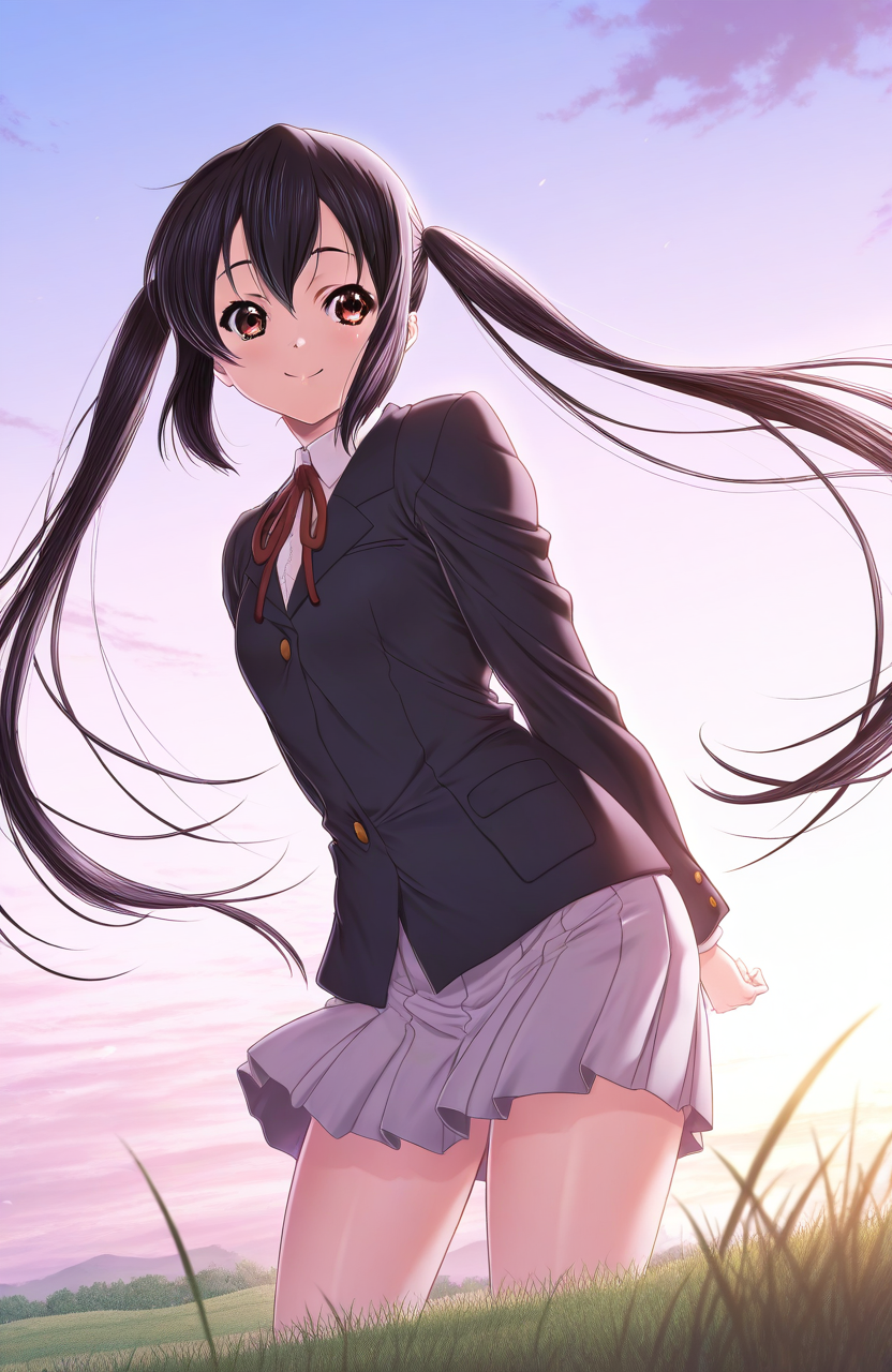 masterpiece, best quality, good quality, <lora:Yokota_Mamoru_style_IS:1> Yokota_Mamoru_style,
nakano azusa, keion!, school uniform,
smile,
cowboy_Shot,
grass, sky,