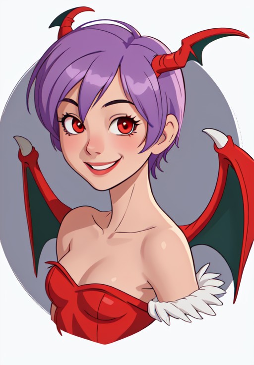 <lora:darkstalkers_lilith_nai:0.8>, darkstalkers_lilith, portrait, smile,