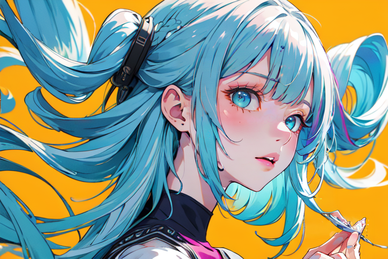 (otherworldly), highly insanely detailed, masterpiece, top quality, best quality, highres, 4k, 8k, RAW photo, (very aesthetic, beautiful and aesthetic), farm, fields, barn, fence, fantfa, <lora:FantasyFarm-10:0>, 
1girl, 
(light blue hair,cyan hair ,colored inner hair,rainbow hair,Iridescence hair), 
(pure blue background,pure yellow background,pure magenta background ),âââ