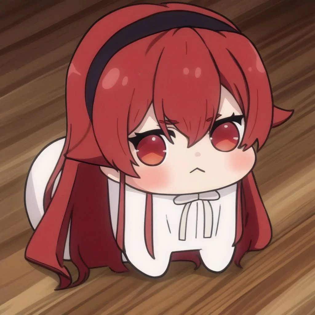 <lora:Doro_X_PDXL_V1:1> score_9 BREAK source_cartoon, doro, creature, chibi, :3, four legs, no humans <lora:eris-boreas-greyrat-s1-ponyxl-lora-nochekaiser:1>,
eris greyrat, hair between eyes, long hair, red eyes, red hair, sidelocks,
black hairband, blush ,abstract background, dramatic lighting