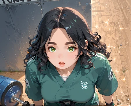 IllusP0s, PonyScores7, source_anime, ah1, IllustriousQual, interesting, exciting, spectacular, wonderful, <lora:natsumi_style:0.5>, <lora:by_usakun-pony:0.4>, by usakun, <lora:Akina_Bbw_Style_-_PonyXL:0.2>, AkinBw,
BREAK (from above, focus on head),
BREAK 1girl, mature female, (round face:1.2), (thick eyebrows:1.3), (curvy), round-chin, caucasian, (plump face), <lora:Round_face:0.2>, <lora:ETO_OC_Illustrius:0.5>, eto_oc, skindentation, (plump), thick thighs, wide hips, busty, voluptuous, lips, <lora:venus body PonyXL:0.3>, <lora:shinyskin2:0.2>, glistening skin,
BREAK (curly hair), long hair, (black hair:1.4), (parted hair:1.7), messy hair, kinky curls, <lora:hairdetailpxl:0.2>, hairdetailpxl,
BREAK (half green and brown eyes), (colorful eyes), (multicolored eyes), (downturned eyes:1.4), <lora:expressive eyes:0.2>, expressive eyes, <lora:eyedetailpxl:0.2>, eyedetailpxl, <lora:Eyes_High_Definition:0.2>, EyesHD,
BREAK ((Astonished, Wide eyes raised eyebrows open mouth slightly pulled back lips showing disbelief or amazement)), <lora:Expressive_H:0.2>, Expressiveh, <lora:Emotional_Anime_Expressions_PonyXL_Concept:0.2>, emotional, <lora:Best_Facial_Expression_LoRA_PONY:0.2>, looking at viewer, <lora:Detailed expressive EXEV style -XL Pony V1.0:0.2>, FaceDetail,
BREAK ((Shielding with a Force Barrier)),
BREAK (lilac rich emerald green gown with a draped back paired with black heels),
BREAK (((an artistic wall mural in a gym that inspires motivation, featuring athletes in action and vibrant colors, making the environment feel dynamic and alive))),
BREAK <lora:xl_more_art-full_v1:0.2>, <lora:aesthetic_anime_v1s:0.2>, <lora:EpicF4nta5yXL:0.2>, <lora:detailxl:0.2>, detailxl, <lora:Fant5yP0ny:0.2>, best quality, amazing quality, best aesthetic, absurdres, illustration, Volumetric_Lighting, ultra-detailed, very aesthetic, intricate details, 8k, masterpiece, best_quality
BREAK Stable_Yogis_PDXL_Positives, AS-Adult, <lora:Complicated fantasy portrait - XL Pony V2.0:0.2>, bad-hands-5, <lora:HDA_Detailer:0.3>, HDA_FatGirlXL,
