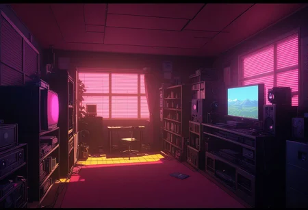 (Lo-Fi Room:1.2), UHD, 8k, F2.5, amazing shading, amazing lighting, anime, masterpiece, ultra detailed