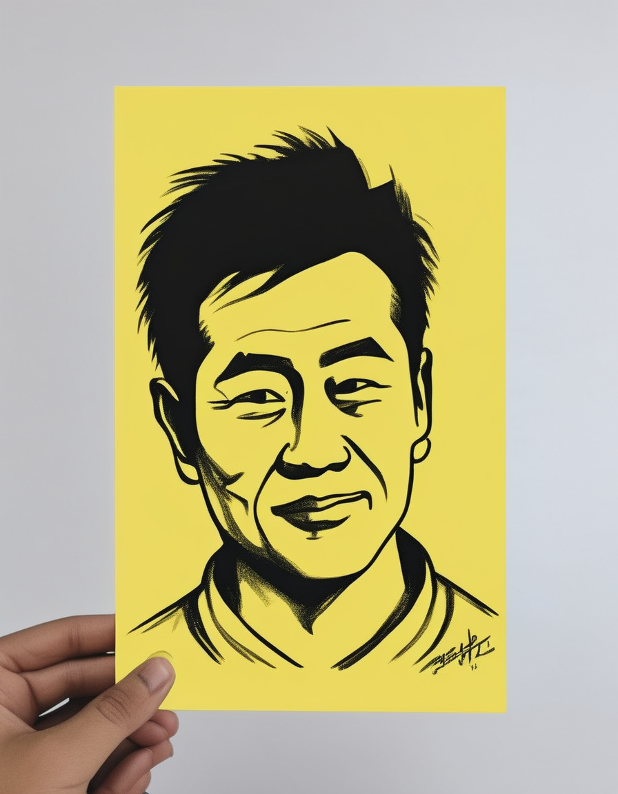 A photorealistic image of an Asian man holding a 'cnrune_yellow' in his hand. The man should appear confident and focused, with a neutral or slightly smiling expression. He should be dressed in casual or semi-formal attire that is clean and well-fitted. The 'cnrune_yellow' should be clearly visible and well-detailed, glowing with a soft yellow light. The setting can be an indoor environment, perhaps a modern living room or office, with tasteful decor and good lighting. The composition should focus on the man and the 'cnrune_yellow', making sure both are well-lit and the center of attention
 <lora:cnrune:0.46>,