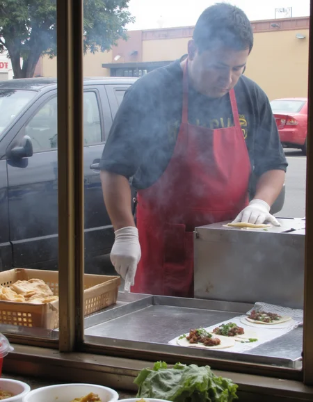 <lora:amateurphoto-6version:1> Amateur photography of               , on flickr in 2007, 2005 blog, 2007 blog
Mexican american serving tacos at a taco stand in the streets of Los Angeles,  bus stop, day time, los angeles street, side walk, parked cars,  detailed, steam, sweat,