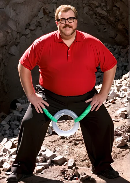 Photo of Phil Pyro, posing in hell holding an ice ring at waist height, (detailed, ultra-detailed body:1.1),best quality,photo-realistic,highly detailed,absurdres,cinematic lighting,hyper-realistic,sharp focus,32k resolution,detailxl,SimplePositiveXLv2,