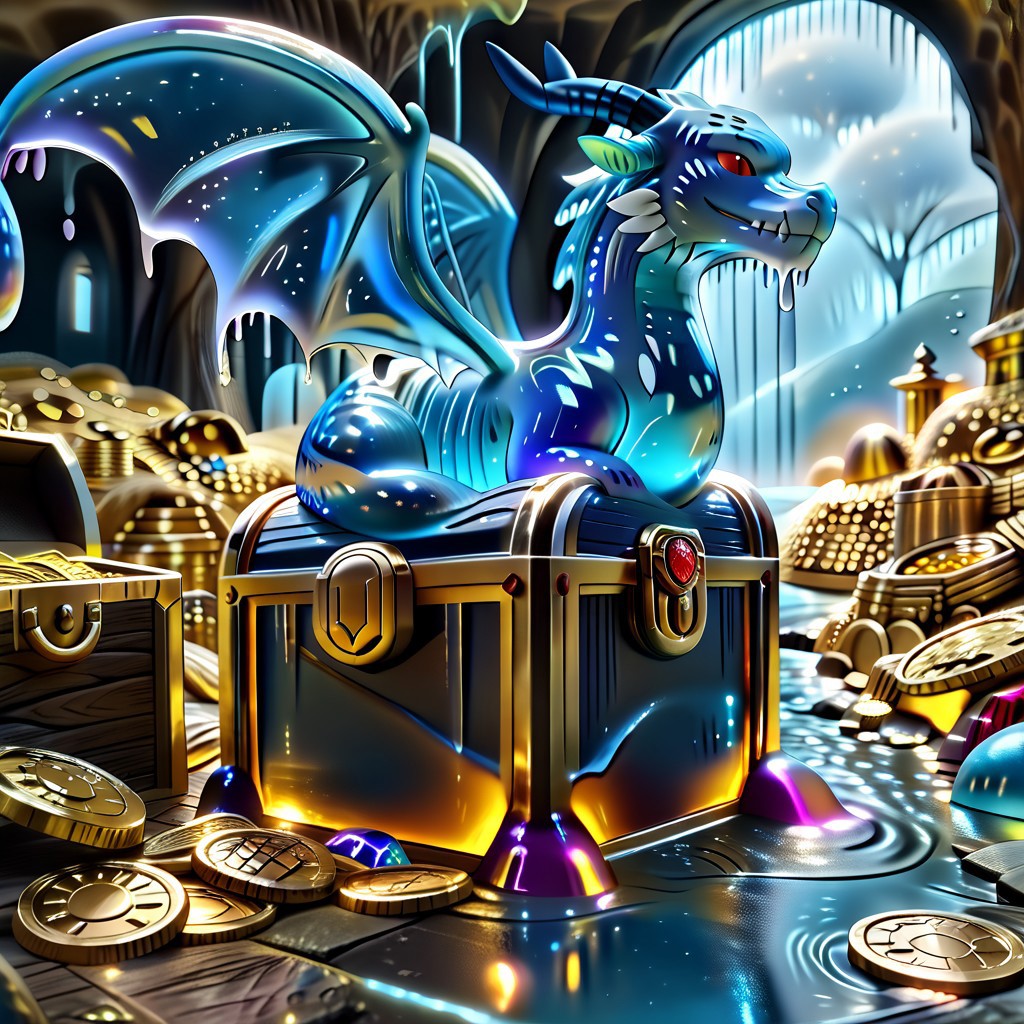 1dragon, highly detailed blue dragon, blue dragon made out of slime, scaly blue slime dragon, slime dragon with red eyes, blue slime dragon laying in its hoard, blue slime dragon with wings, dragon wings, 
multi-colored gems made out of slime, in a room of treasure made out of slime,  gold coins and bars made out of slime, wood-like treasure chest made out of slime, wood-colored slime chest, individual coins made out of slime, gold slime coins, piles of coins, 
treasure-room, treasure, treasure chest, gemstone, coins, gold bars, gold pile, 
everything made of slime, No simple background,
((translucent slime)), ((transparent slime)), (bioluminescent slime), sl1m3, slime, ais-blmn, watce, je11y, thickwater, great lighting, ral-lava, even lighting, no bright spots, saturated colors,