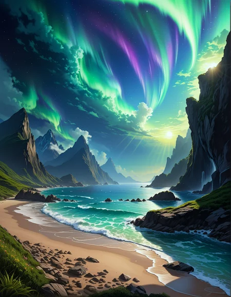 fantasy landscape:1.2
a cursed mountain, with dark clouds, eerie sounds, and a sense of dread,
treacherous waters and stormy seas, towering waves and crashing surf ,
Aurora borealis Weather,
Cavum holes in supercooled layers,
Bioluminescent plankton shoreline glow,
Dry season cracked earth patterns,
,
,
,
,
Craig Mullins: (bold brush strokes), (cinematic contrast), (sci-fi realism), (textured surfaces) :cite[2]
(masterpiece:1.4), (intricate details:1.4), (hyperrealistic:1.3),(painting:0.9),(ultra detailed:1.4), (8k resolution:1.3), (sharp focus), (dramatic perspective:1.1), (chromatic aberration:0.3), (film grain:0.2),
<lora:JuggerCineXL2:0.3>,
<lora:add-detail-xl:0.3>,
<lora:WildcardX-XL-Detail-Enhancer:0.4>,
<lora:xl_more_art-full_v1:0.7>,
<lora:ClassipeintXL2.1:0.3>,
<lora:Flux-XL_Scenery:0.3> flux-scenery ,
<lora:EnvyDramaticLightingXL01:0.7>
detailxl,