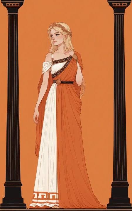 score_9, score_8_up, score_7_up, score_6_up, score_5_up, score_4_up, BREAK,
<lora:GreekPot-000008:1>
gr33k, greek pottery, orange, 1girl, standing, full body, orange theme, armor, dress, long hair, orange background,
blonde hair, blue eyes, beautiful, looking to side,
