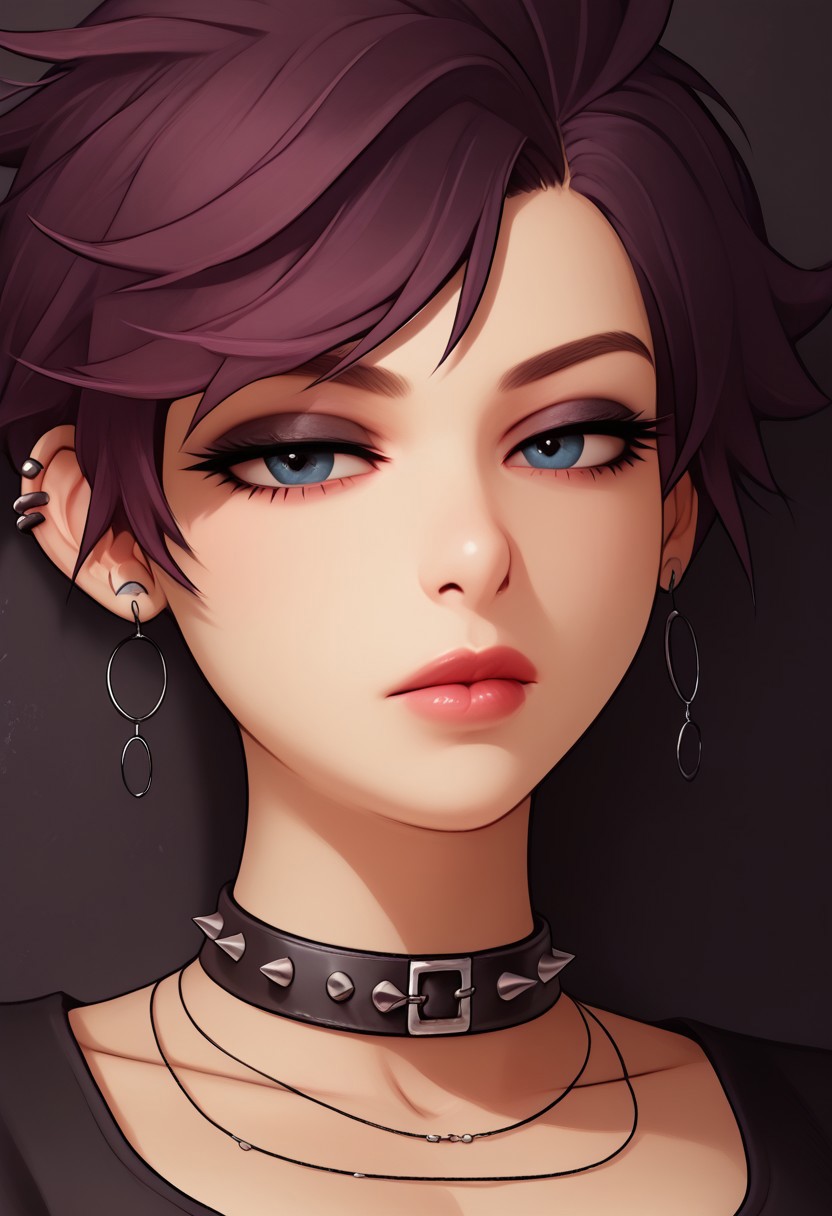 score_9, score_8_up, score_7_up, 1girl, solo, 
(Detailed hair, emo hair, beautiful eyes, expressionless), chest close up, focus on mouth, beautiful lips, 
solo, 1girls, 18 year old, detailed face, jawline, collar, smokey eyes, smooth skin, beige skin, beautiful eyes, choker, collar, collarbone, moonlight, makeup, goth girl, leather cuffs, 
detailed background, 4k, masterpiece, best quality, highly detailed, realistic, blender 8k, detailed render