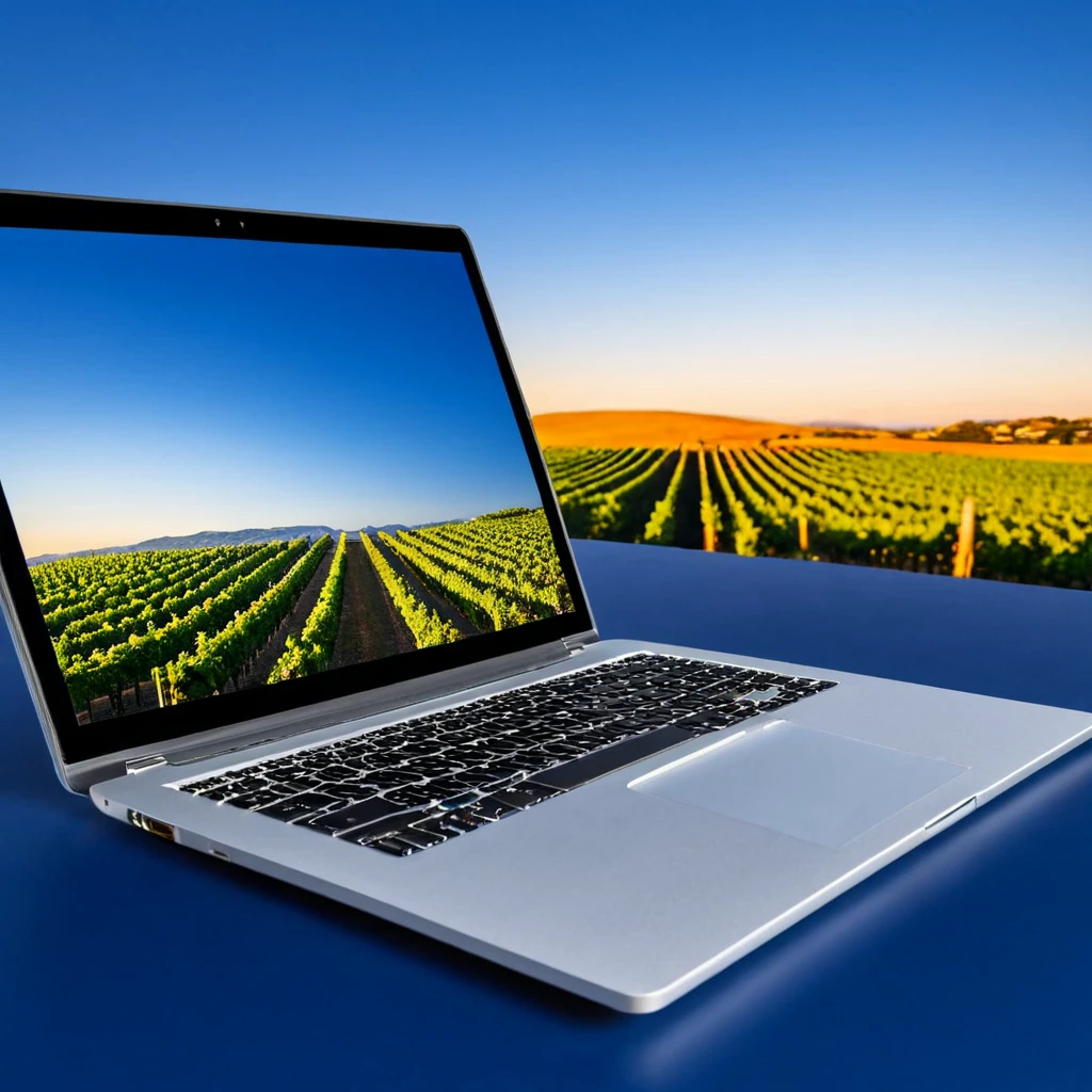 (laptop showcase) <lora:02_laptop_showcase:1.1>
Navy blue background,
high quality, professional, highres, amazing, dramatic,
(Rolling vineyards and golden hour light:0.5),