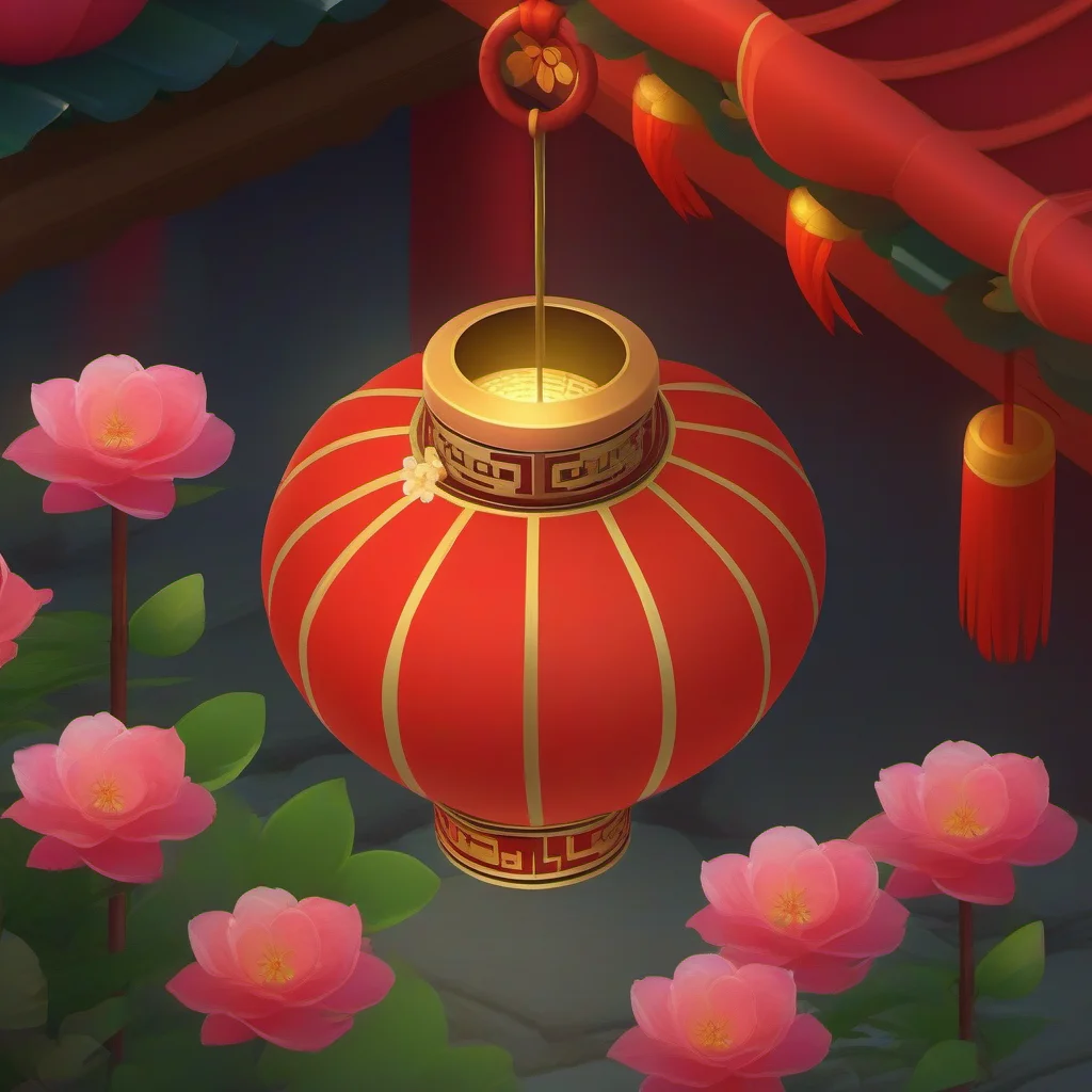 top view angle,<lora:Red lantern_XSE_GAME_V1-000008:0.8>,Red lantern,in the flowers,orthographic view,