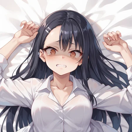 llscore_9, score_8_up, score_7_up, best quality, masterpiece, source_anime, BREAK, 1girl,
<lora:scaredv4:1> scared expression, shaded face , nagatoro_hayase, lying, upper body