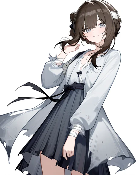 1girl,simple background,white background,cowboy shot,manshui,solo,looking at viewer,smile,<lora:manshui-000016:1>,, masterpiece, best quality, very aesthetic, absurdres,newest, incredibly absurdres,