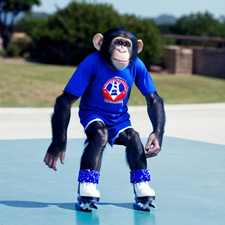 chimp boy skating in the skate park