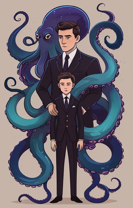 masterpiece,best quality,<lora:tbh30-sdxl:0.9>,illustration,tentacles,csulu, portrait of family