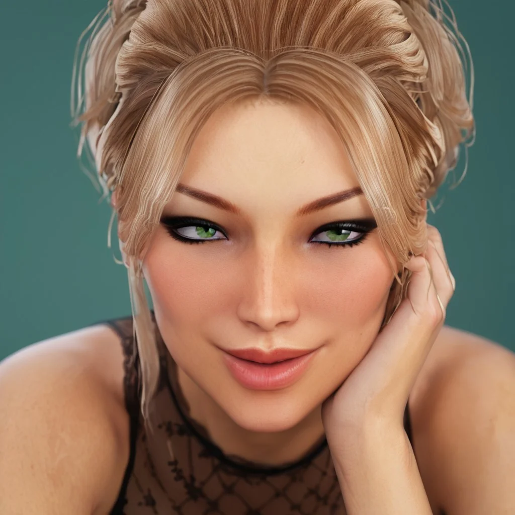 easynegative, masterpiece,best quality, highly detailed, score_9, score_8_up, score_7_up, score_6_up,
1 girl, solo, Liza, blonde hair, green eyes, eye shadow, mature, beautiful girl, shiny look. looking directly at viewer.
happy face, smiling, face focus. bright green background.